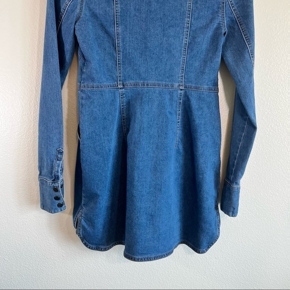 FREE PEOPLE DYNOMITE DENIM JEAN SNAP DRESS - Picture 4 of 8